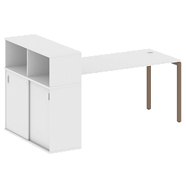 Metal System Quattro Стол письменный с шкафом-купе на П-образном м/к 40БП.РС-СШК-3.4 Т Белый/Мокко металл 2010*1120*1098 - Фото предпросмотра
