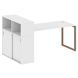 Metal System Quattro Стол письменный с шкафом-купе на О-образном м/к 40БО.РС-СШК-3.4 Т Белый/Мокко металл 2010*1120*1098 - Фото предпросмотра