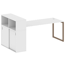 Metal System Quattro Стол письменный с шкафом-купе на О-образном м/к 40БО.РС-СШК-3.5 Т Белый/Мокко металл 2210*1120*1098 - Фото предпросмотра