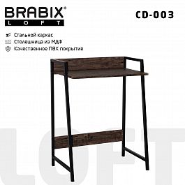 Стол на металлокаркасе BRABIX "LOFT CD-003", 640х420х840 мм, цвет морёный дуб, 641215 - Фото предпросмотра