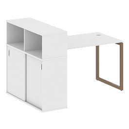 Metal System Quattro Стол письменный с шкафом-купе на О-образном м/к 40БО.РС-СШК-3.2 Т Белый/Мокко металл 1610*1120*1098 - Фото предпросмотра