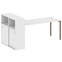 Metal System Quattro Стол письменный с шкафом-купе на П-образном м/к 40БП.РС-СШК-3.5 Т Белый/Мокко металл 2210*1120*1098 - Фото предпросмотра
