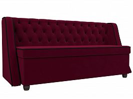 Кухонный прямой диван Лофт (основа микровельвет бордовый, кант микровельвет черный) - Фото предпросмотра