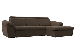 Угловой диван Мисандра правый (полностью рогожка коричневая) - Фото предпросмотра