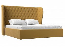 Интерьерная кровать Далия 180 (полностью микровельвет желтый) - Фото предпросмотра