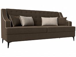Прямой диван Марк (полностью рогожка коричневая, кант рогожка бежевая, подушки рогожка КОР/БЕЖ) - Фото предпросмотра