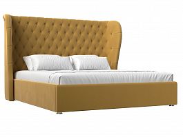 Интерьерная кровать Далия 200 (полностью микровельвет желтый) - Фото предпросмотра