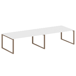 Metal System Перег. стол (2 столешницы) на О-образном м/к БО.ПРГ-2.5 Белый/Мокко металл 3600*1235*750 - Фото предпросмотра