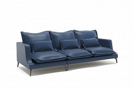 Rey диван прямой трехместный замша синий - Фото предпросмотра