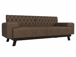 Прямой диван Мюнхен Люкс (полностью рогожка коричневая) - Фото предпросмотра
