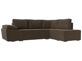 Угловой диван Хьюго правый угол (полностью рогожка коричневая) - Фото предпросмотра