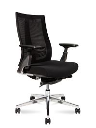 Кресло офисное Vogue aluminium LB / черный пластик / черная сетка / черная ткань / алюминий база - Фото предпросмотра