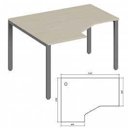 Эргономичный стол левый Trend Metal 140x120x75 светлый дуб - Фото предпросмотра