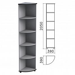 Шкаф (стеллаж) угловой "Монолит", 390х390х2050 мм, 4 полки, цвет серый, УМ46.11 - Фото предпросмотра