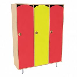 Шкафчик для одежды 3-секционный стандарт (цветной фасад) - Фото предпросмотра