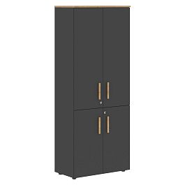 Шкаф с средними и малыми дверьми FHC 80.3(Z) Черный графит/Дуб Гамильтон 802х429х1983 FORTA - Фото предпросмотра