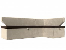 Кухонный угловой диван Омура правый (основа микровельвет коричневый, компаньон микровельвет бежевый) - Фото предпросмотра