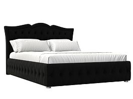 Интерьерная кровать Герда 160 (полностью микровельвет черный) - Фото предпросмотра