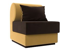 Кресло Кипр (основа микровельвет коричневый, компаньон микровельвет желтый, подушка микровельвет коричневый, кант желтый) - Фото предпросмотра