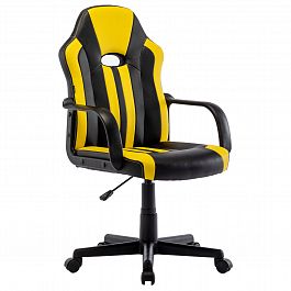 Кресло компьютерное BRABIX "Stripe GM-202", экокожа, черное/желтое, 532510 - Фото предпросмотра