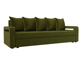 Прямой диван Гермес Лайт (полностью микровельвет зеленый) - Фото предпросмотра