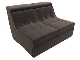 Модуль Холидей Люкс раскладной диван (полностью велюр коричневый) - Фото предпросмотра