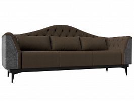 Прямой диван Флорида (основа рогожка коричневая, компаньон рогожка серая) - Фото предпросмотра