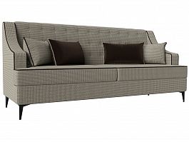Прямой диван Марк (полностью рогожка Корфу 02, кант микровельвет коричневый, подушки рогожка К-02/ микровельвет КОР) - Фото предпросмотра