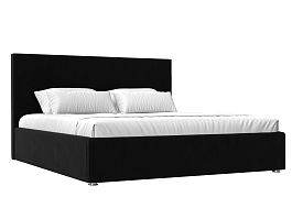 Интерьерная кровать Кариба 200 (полностью микровельвет черный) - Фото предпросмотра