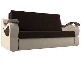 Прямой диван Меркурий 140 (основа микровельвет коричневый, компаньон микровельвет бежевый) - Фото предпросмотра