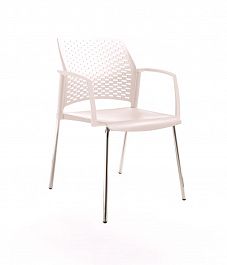 REWIND стул с закрытыми подлокотниками каркас хром/пластик белый "Кресла для посетителей"  ТК-001854000026 белый - Фото предпросмотра