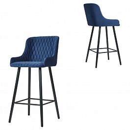 Барный стул Mint синий велюр - Фото предпросмотра