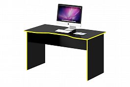 Стол для геймера "Геймерские столы" ПК-ПРА-СТГ135Х70-В1-1111 черный шагрень+желтая кромка - Фото предпросмотра
