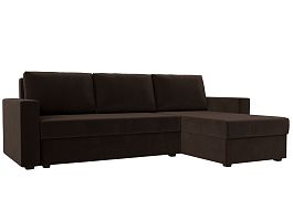 Угловой диван Траумберг Лайт правый (полностью микровельвет коричневый) - Фото предпросмотра