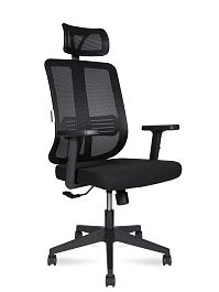 Кресло офисное Tema 2D / черный пластик / черная сетка / черная ткань - Фото предпросмотра