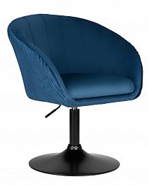 Кресло дизайнерское DOBRIN EDISON BLACK (синий велюр (1922-20)) - Фото предпросмотра