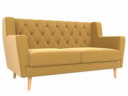 Прямой диван Брайтон 2 Люкс (полностью микровельвет желтый) - Фото предпросмотра