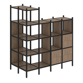 Loft Угловой внешний стеллаж наборный VR.L-57 Дуб аризона/Чёрный металл 862*1694*1869 - Фото предпросмотра