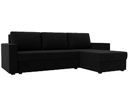 Угловой диван Траумберг Лайт правый (полностью микровельвет черный) - Фото предпросмотра