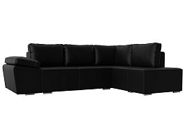 Угловой диван Хьюго угол правый (полностью экокожа черная) - Фото предпросмотра
