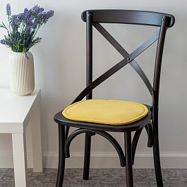 Подушка на стул овальная желтая - Фото предпросмотра