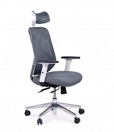 Кресло офисное / Имидж gray /YS-0817H(D+T)W/ белый пластик / серая сетка / серая ткань "Кресла для руководителей"  ТК-001035000559 серый - Фото предпросмотра