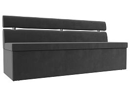 Кухонный прямой диван Классик (полностью велюр серый) - Фото предпросмотра