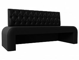 Кухонный прямой диван Кармен Люкс (полностью экокожа черная) - Фото предпросмотра