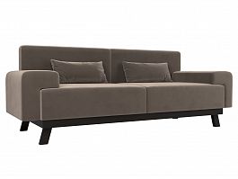 Прямой диван Мюнхен (полностью велюр коричневый) - Фото предпросмотра