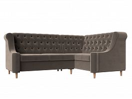 Угловой диван Бронкс правый (полностью велюр коричневый) - Фото предпросмотра