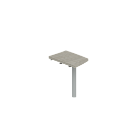 Приставка боковая Wing малая 500х856х750, левая / цвет: дуб светлый, опора табулярная серебрянный металлик - Фото предпросмотра