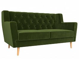 Прямой диван Брайтон 2 Люкс (полностью микровельвет зеленый) - Фото предпросмотра