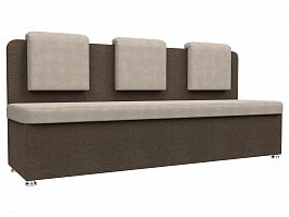 Кухонный прямой диван Маккон 3-х местный (основа рогожка бежевая, компаньон рогожка коричневая) - Фото предпросмотра