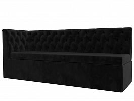 Кухонный диван Маркиз с левым углом (полностью велюр черный) - Фото предпросмотра
